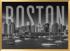 BOSTON Skyline Monochrome Poster