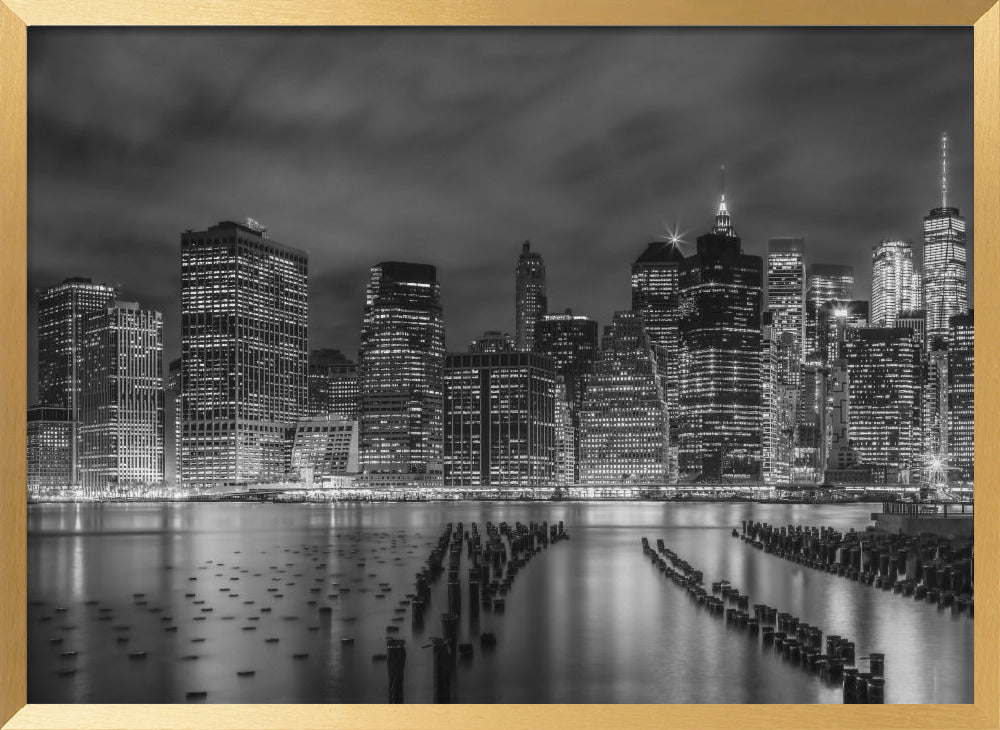 NEW YORK CITY Monochrome Night Impressions Poster