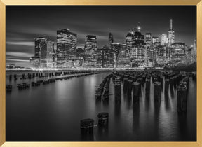 Manhattan Monochrome Skyline after Sunset Poster