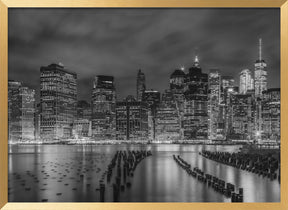 NEW YORK CITY Monochrome Night Impressions - Panoramic Poster