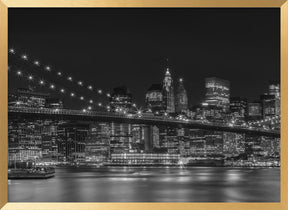 NYC Nightly Impressions - Panoramic Monochrome Poster