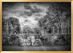 AMSTERDAM Typical Cityscape in monochrome Poster