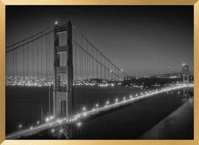 Monochrome Cityscape of Golden Gate Bridge Poster