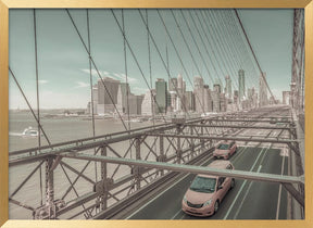 Brooklyn Bridge View with traffic | urban vintage style Poster