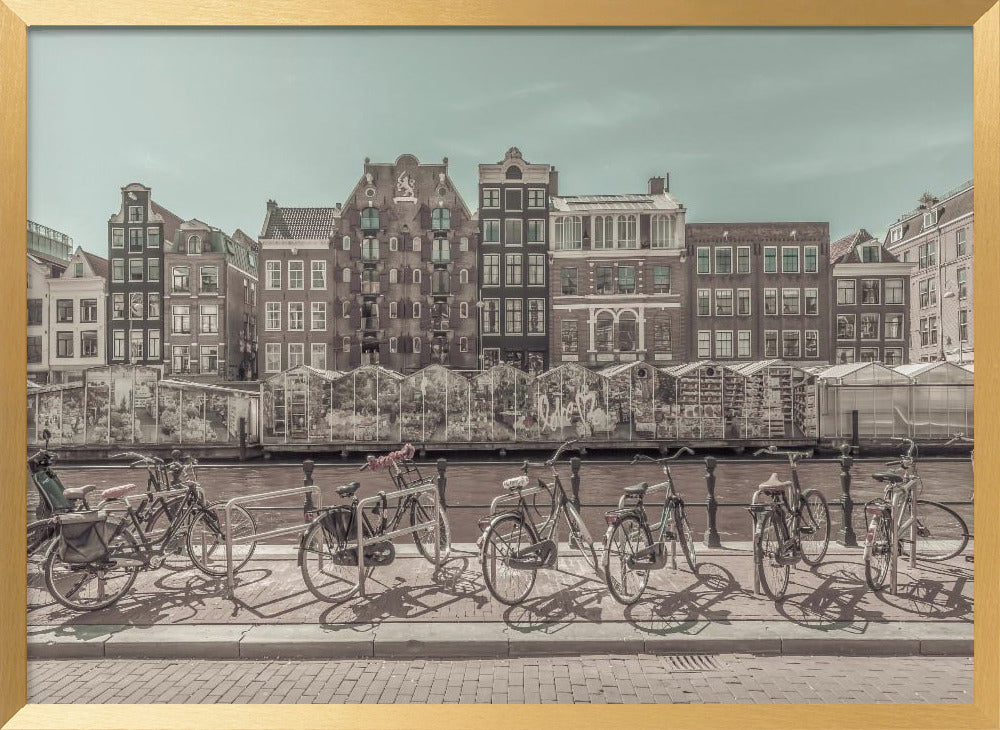 AMSTERDAM Singel Canal with Flower Market | urban vintage style Poster