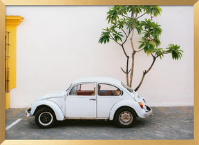 Pastel Volskwagen Beetle in the streets of Oaxaca Mexico Poster