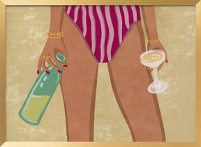 Girl with wine at the beach Poster