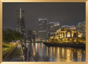 Fascinating Yokohama skyline at night Poster