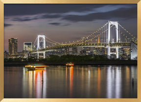 Gorgeous Rainbow Bridge and Tokyo Skyline at sunset - Panorama Poster