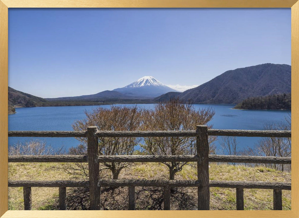 Picturesque Lake Motosu with Mount Fuji Poster