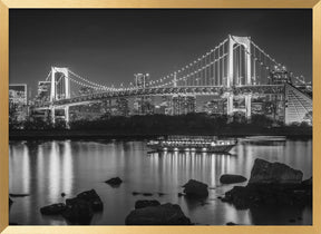 Gorgeous Rainbow Bridge with Tokyo Skyline in the evening - monochrome Poster