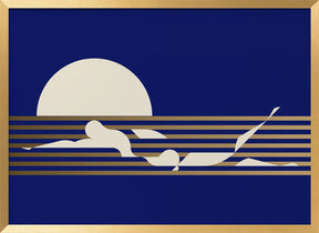 Swimmer Horizontal / Blue Poster