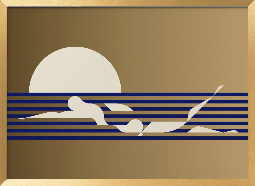 Swimmer Horizontal / Gold Poster