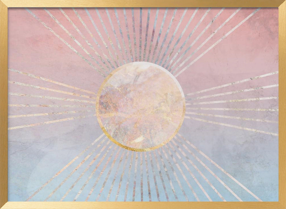 Landscape Boho sun ombre pink blue Poster