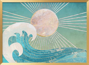 Landscape Sun waves turquoise Poster