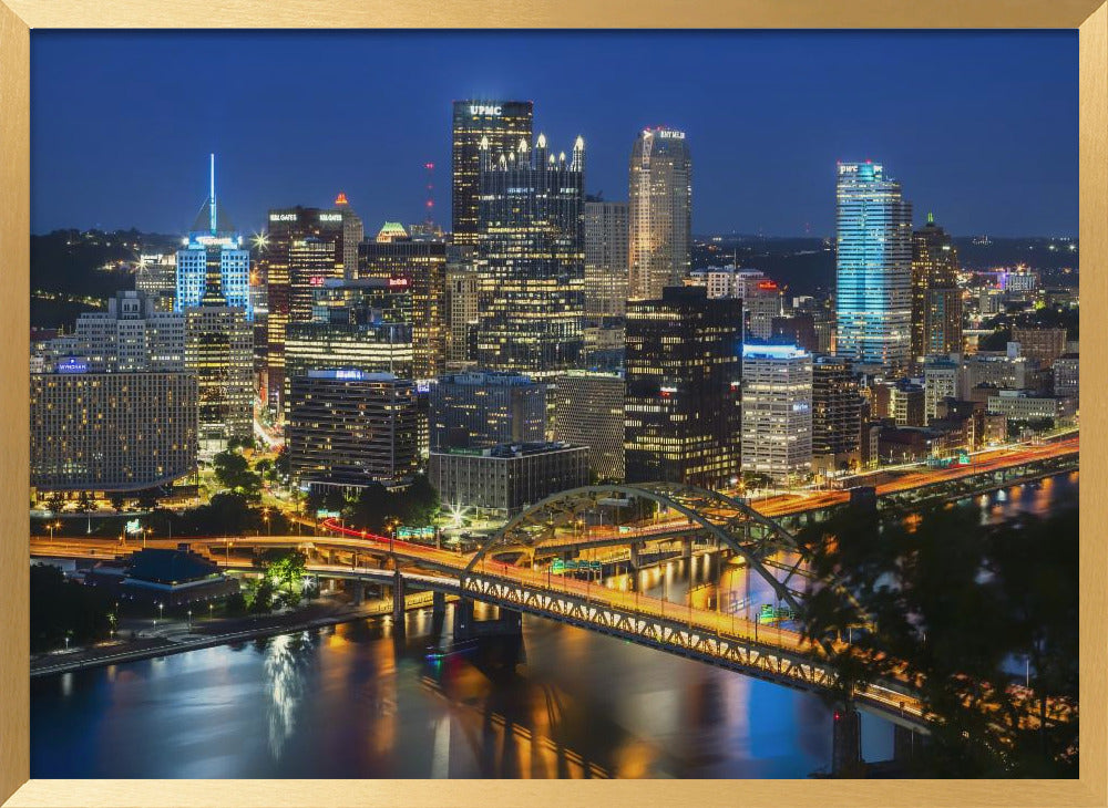 Amazing Pittsburgh Skyline in the Evening Poster