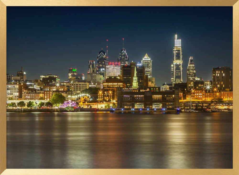 Impressive Philadelphia Skyline with Delaware River Poster