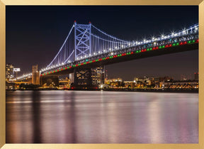 Benjamin Franklin Bridge and Delaware River at Night Poster