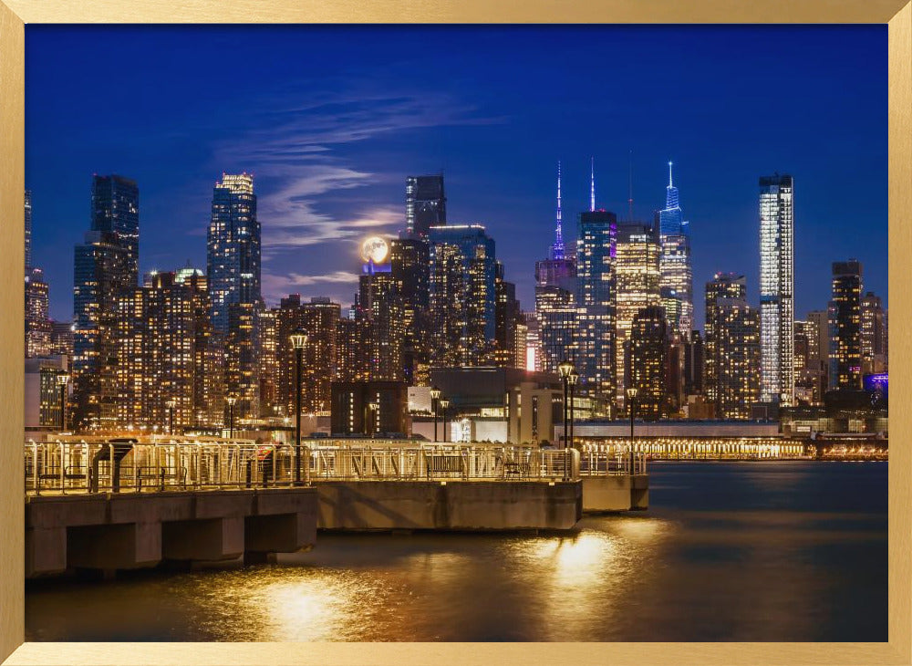 Midtown Manhattan Skyline with Harvest Moon Poster