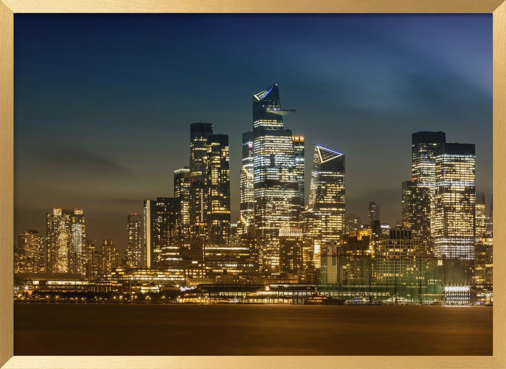 Striking NYC Skyline with Hudson Yards in the Evening Poster