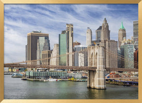 Brooklyn Bridge with Pier 17 and South Street Seaport Poster