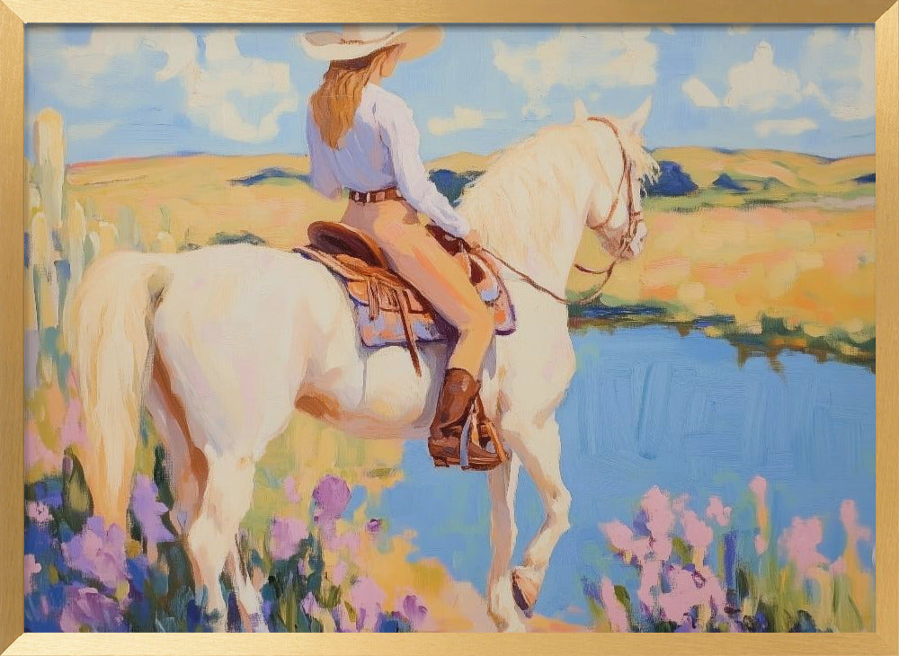 Cowgirl with Horse Poster