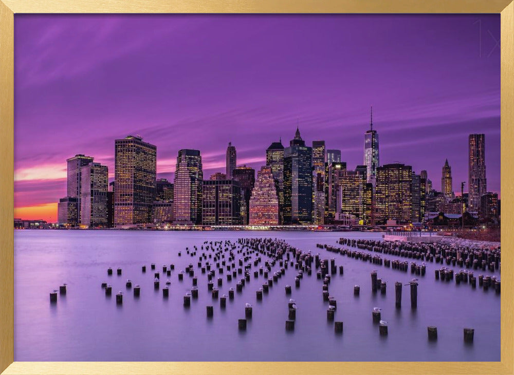 New York Violet Sunset Poster