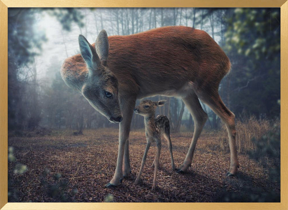 Mother and Fawn Poster