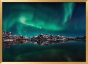 Lofoten Aurora Reflection Poster