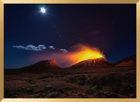 Lava flow with the moon Poster