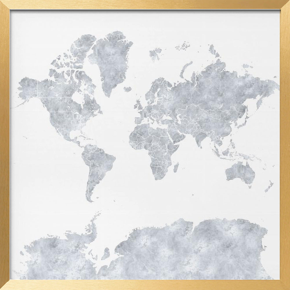 Gray world map Poster