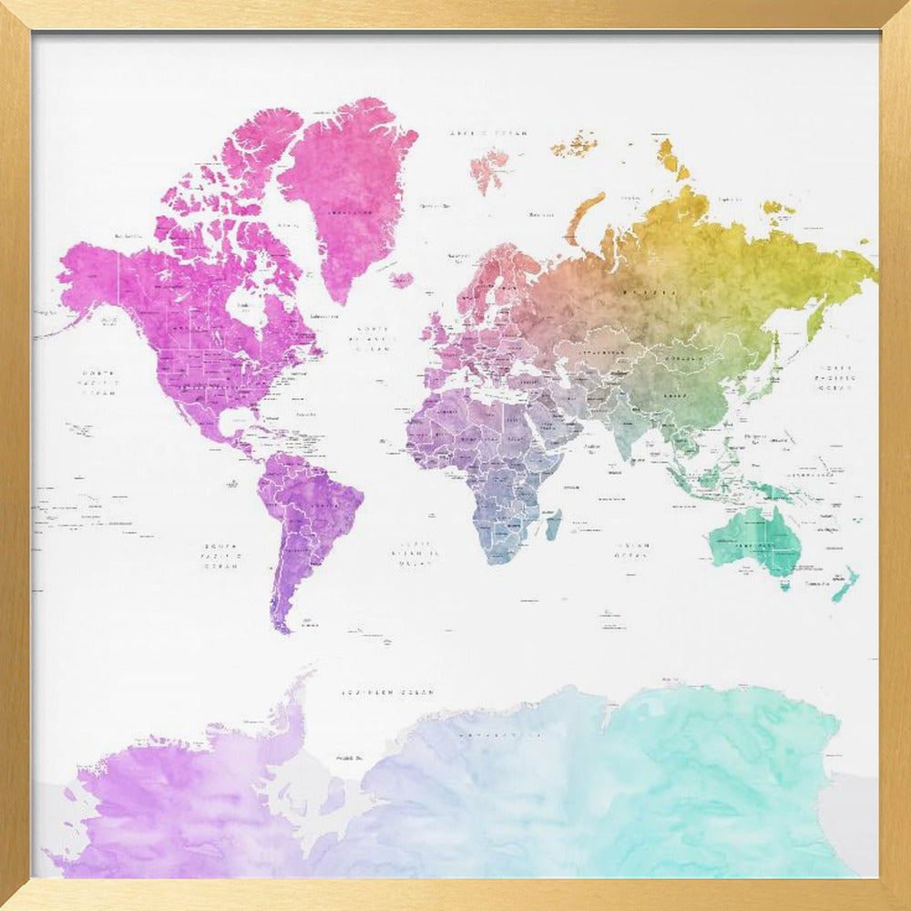 Leo world map with countries Poster