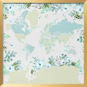 Marie world map with greenery Poster