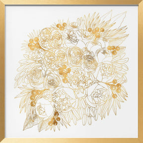 Rekha floral bouquet in gold Poster