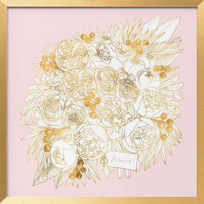 Forever Rekha floral bouquet in gold and pink Poster