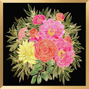 Colorful Nanette bouquet in black Poster