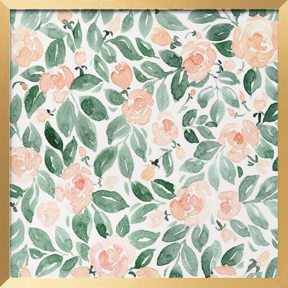 Miriam flowers in coral Poster