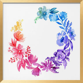 Ombre watercolor wreath Poster