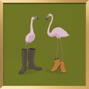 Fashion Flamingos Poster