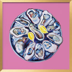 Oysters On a Plate Pink Poster