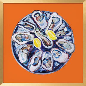 Oysters On a Plate Orange Poster