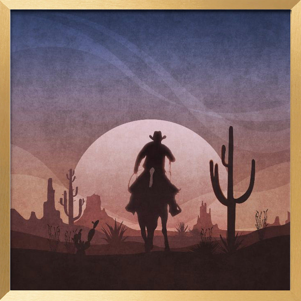 Cowboy Sunset Poster