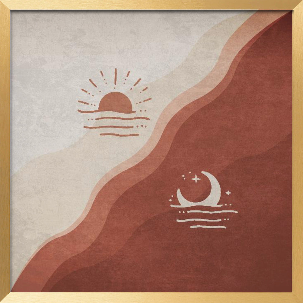 Moon and Sun Terracotta Poster