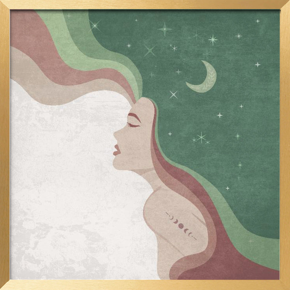 Moon Lady Green Poster