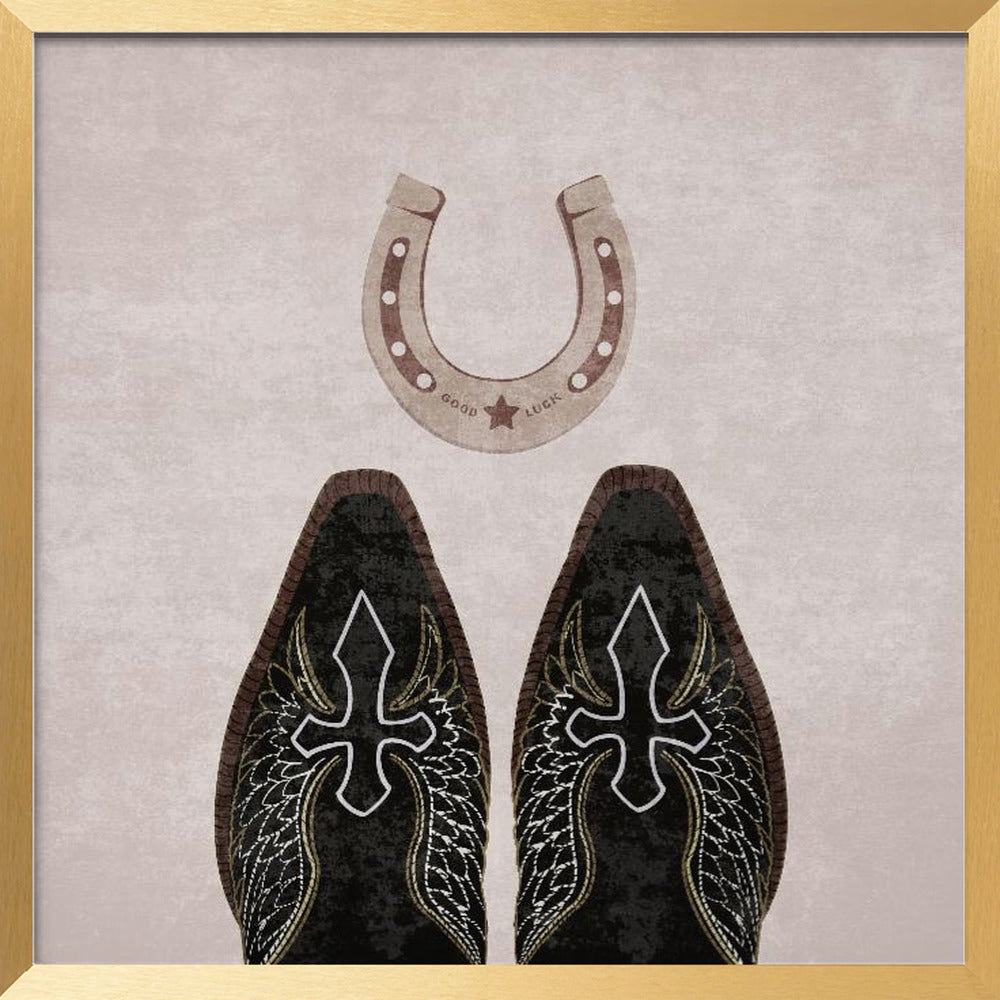 Cowboy Boots and Horseshoe Poster