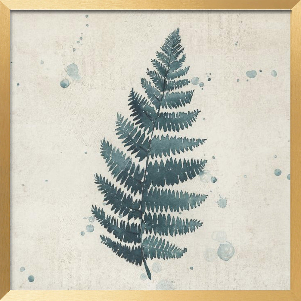 Teal watercolor fern 3 Poster