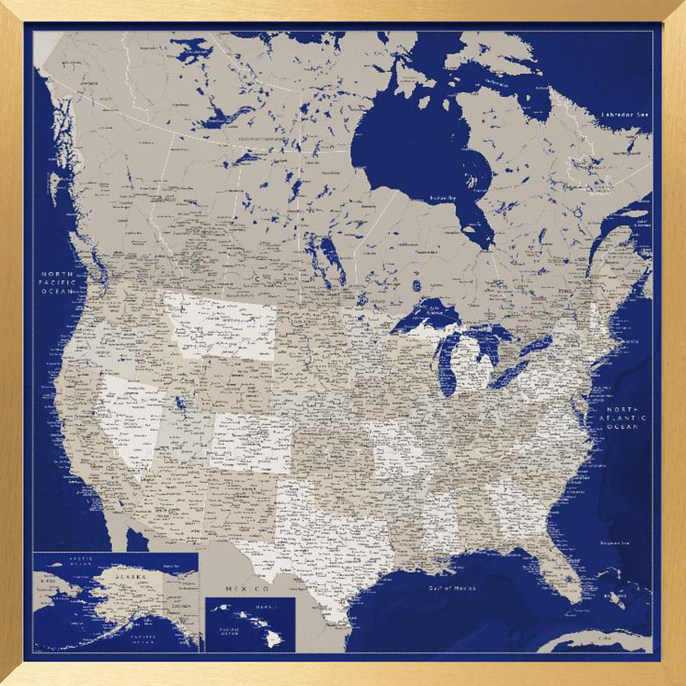 Highly detailed map of the United States, Kameryn Poster