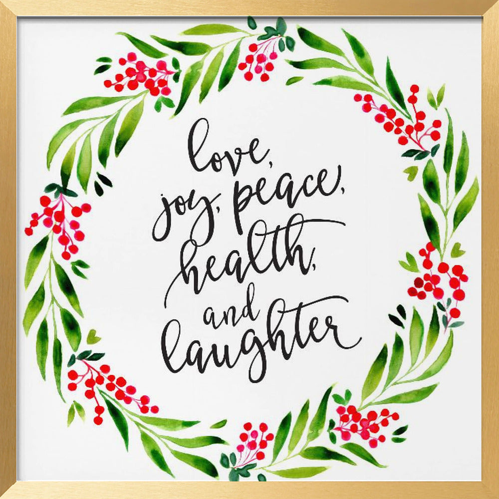 Watercolor wreath with holiday wishes Poster