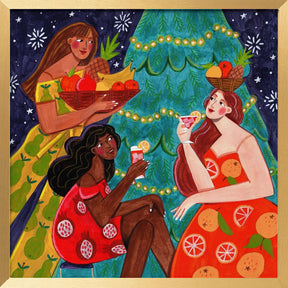 Festive Christmas fruit women Poster