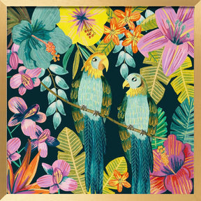 Parrots Tropical Floral Jungle Poster